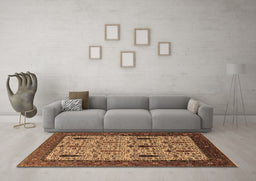 Machine Washable Oriental Brown Industrial Rug in a Living Room,, wshurb2109brn