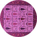 Round Oriental Pink Industrial Rug, urb2109pnk