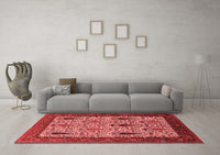 Machine Washable Oriental Red Industrial Rug, wshurb2109red