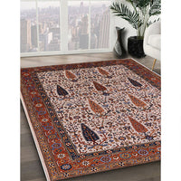 Mid-Century Modern Camel Brown Oriental Rug, urb2109