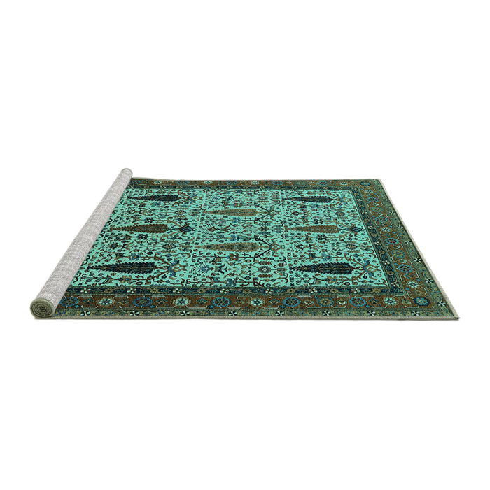 Sideview of Machine Washable Oriental Turquoise Industrial Area Rugs, wshurb2109turq