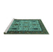 Sideview of Machine Washable Oriental Turquoise Industrial Area Rugs, wshurb2109turq