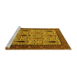 Sideview of Machine Washable Oriental Yellow Industrial Rug, wshurb2109yw
