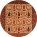 Round Oriental Orange Industrial Rug, urb2109org