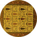 Round Oriental Yellow Industrial Rug, urb2109yw