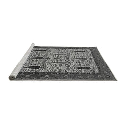 Sideview of Machine Washable Oriental Gray Industrial Rug, wshurb2109gry