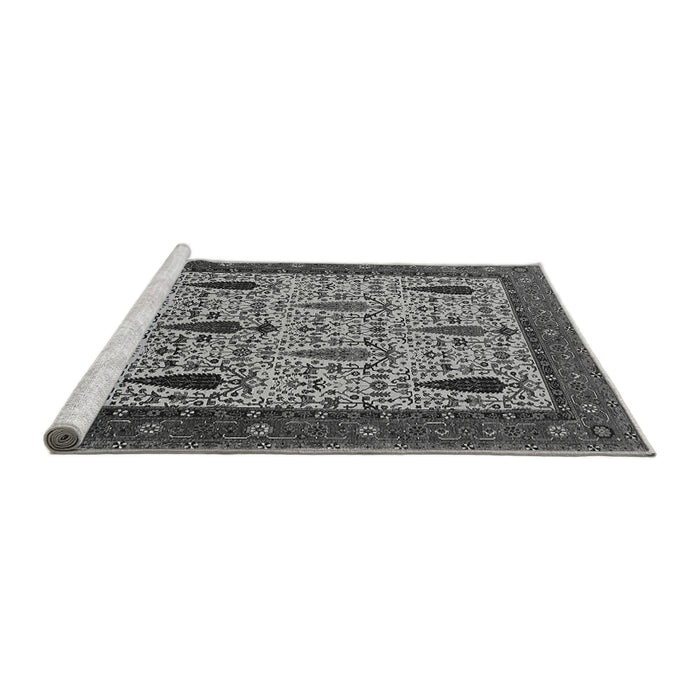 Sideview of Machine Washable Oriental Gray Industrial Rug, wshurb2109gry