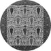 Round Machine Washable Oriental Gray Industrial Rug, wshurb2109gry