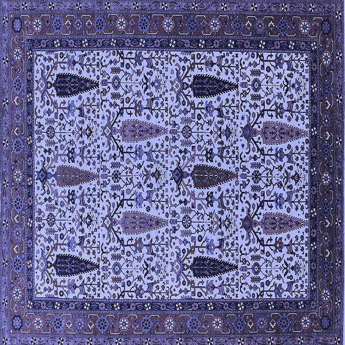 Square Machine Washable Oriental Blue Industrial Rug, wshurb2109blu