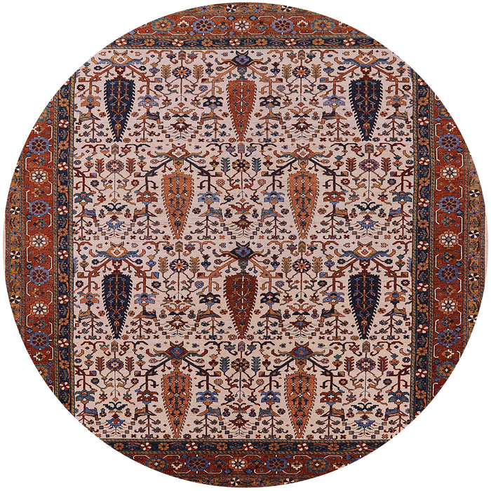 Round Machine Washable Industrial Modern Camel Brown Rug, wshurb2109