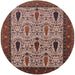 Round Machine Washable Industrial Modern Camel Brown Rug, wshurb2109