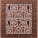 Square Mid-Century Modern Camel Brown Oriental Rug, urb2109