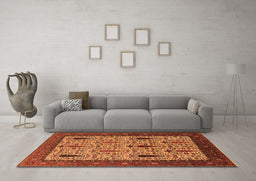 Machine Washable Oriental Orange Industrial Area Rugs in a Living Room, wshurb2109org