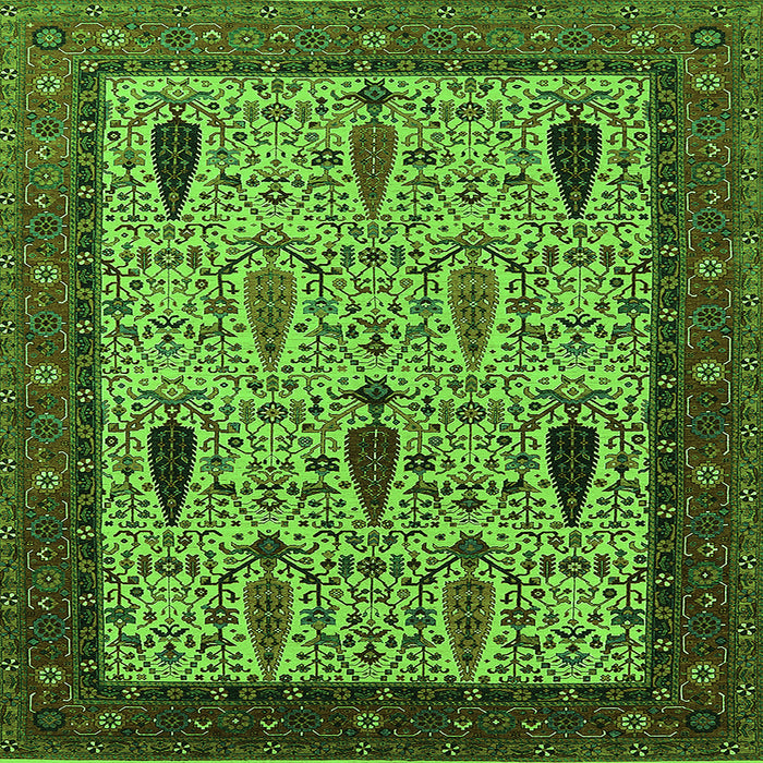 Square Machine Washable Oriental Green Industrial Area Rugs, wshurb2109grn