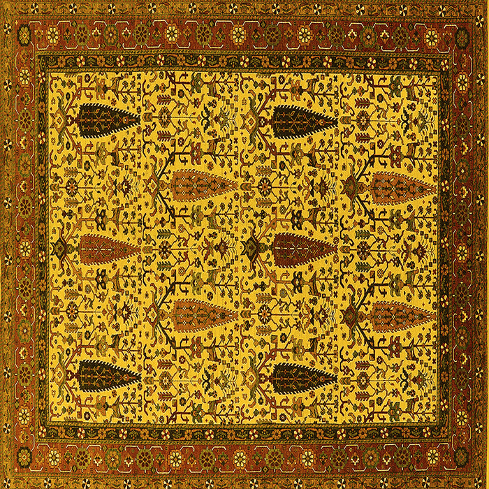 Square Machine Washable Oriental Yellow Industrial Rug, wshurb2109yw