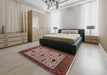 Mid-Century Modern Camel Brown Oriental Rug in a Bedroom, urb2109