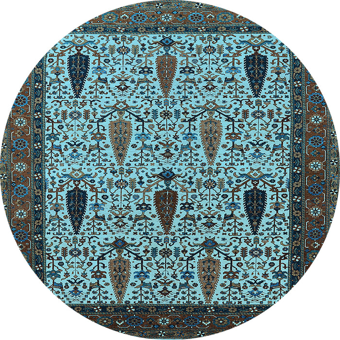 Round Oriental Light Blue Industrial Rug, urb2109lblu