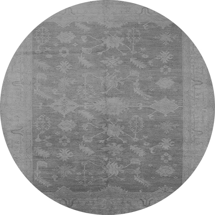 Round Machine Washable Oriental Gray Industrial Rug, wshurb2110gry