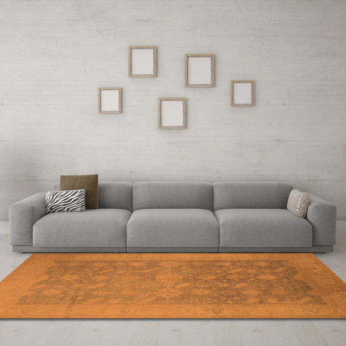 Machine Washable Oriental Orange Industrial Area Rugs in a Living Room, wshurb2110org