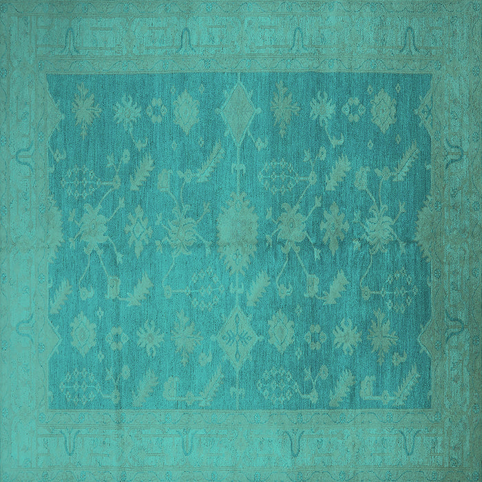 Square Machine Washable Oriental Turquoise Industrial Area Rugs, wshurb2110turq