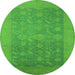 Round Oriental Green Industrial Rug, urb2110grn