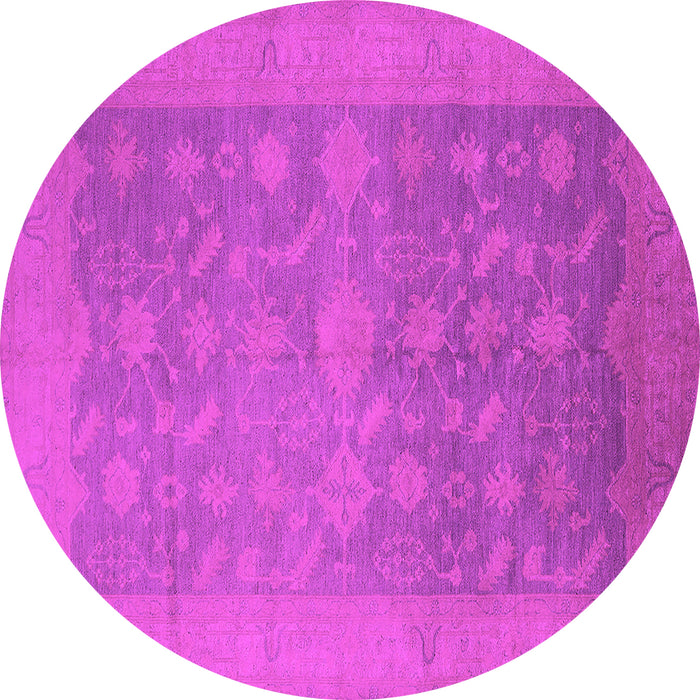 Round Machine Washable Oriental Pink Industrial Rug, wshurb2110pnk