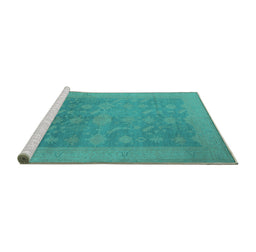 Sideview of Machine Washable Oriental Turquoise Industrial Area Rugs, wshurb2110turq