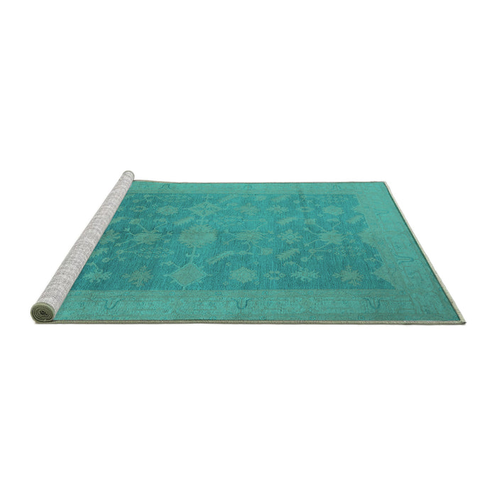 Sideview of Machine Washable Oriental Turquoise Industrial Area Rugs, wshurb2110turq