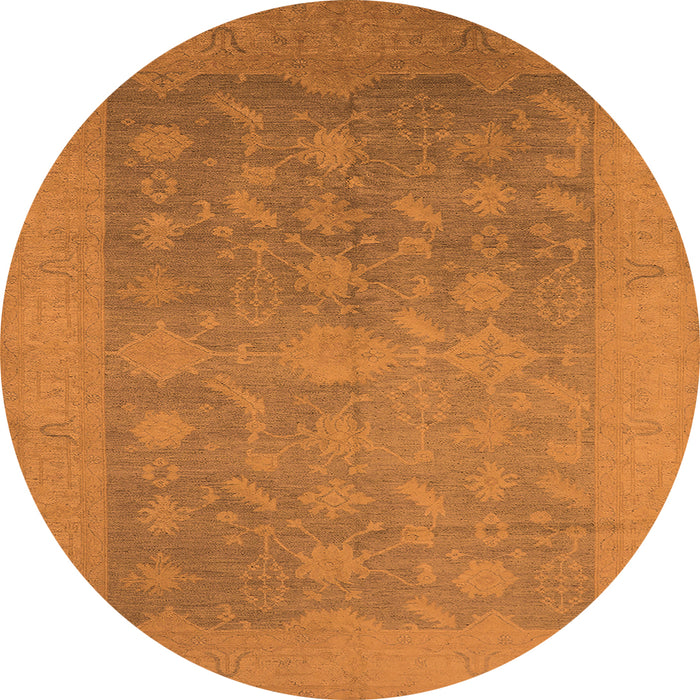 Round Machine Washable Oriental Orange Industrial Area Rugs, wshurb2110org