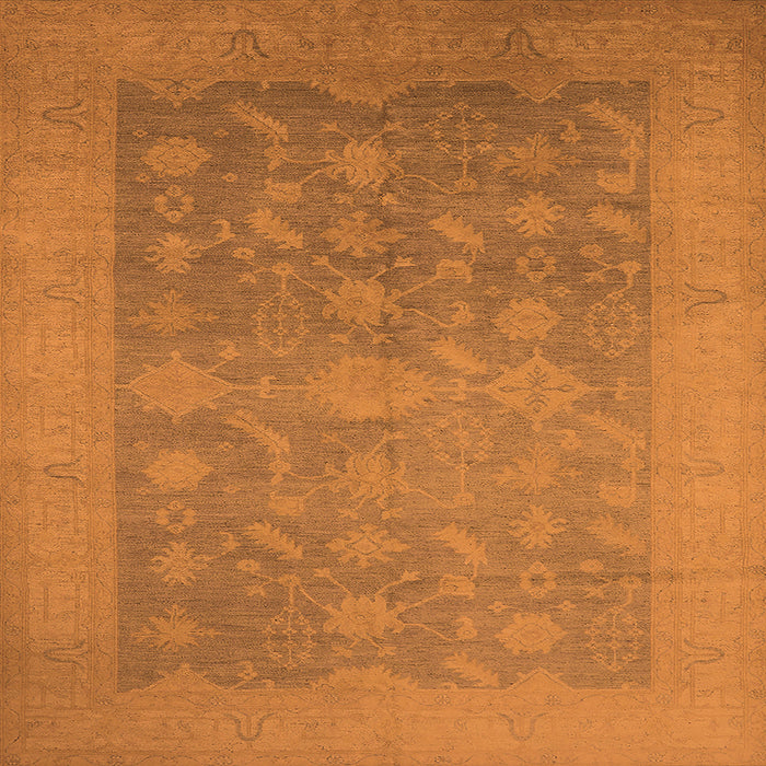 Square Machine Washable Oriental Orange Industrial Area Rugs, wshurb2110org