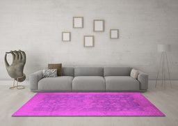 Machine Washable Oriental Pink Industrial Rug in a Living Room, wshurb2110pnk