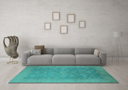 Machine Washable Oriental Turquoise Industrial Area Rugs in a Living Room,, wshurb2110turq