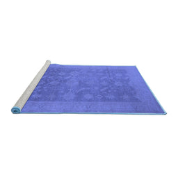Sideview of Machine Washable Oriental Blue Industrial Rug, wshurb2110blu