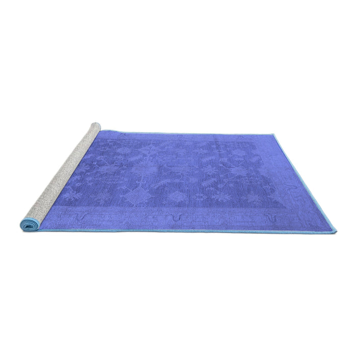Sideview of Machine Washable Oriental Blue Industrial Rug, wshurb2110blu