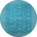 Round Oriental Light Blue Industrial Rug, urb2110lblu