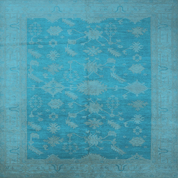 Square Machine Washable Oriental Light Blue Industrial Rug, wshurb2110lblu