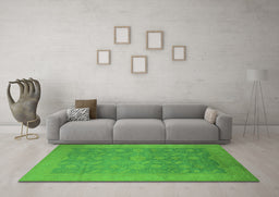 Machine Washable Oriental Green Industrial Area Rugs in a Living Room,, wshurb2110grn