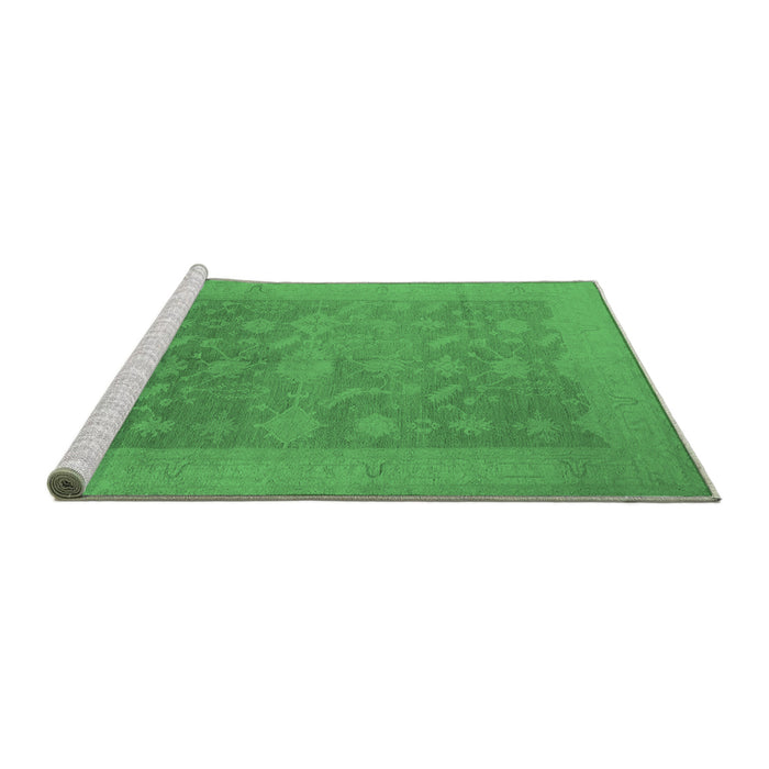 Sideview of Machine Washable Oriental Emerald Green Industrial Area Rugs, wshurb2110emgrn