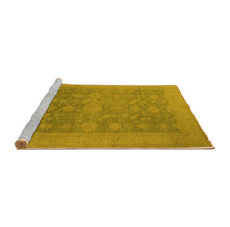 Sideview of Machine Washable Oriental Yellow Industrial Rug, wshurb2110yw