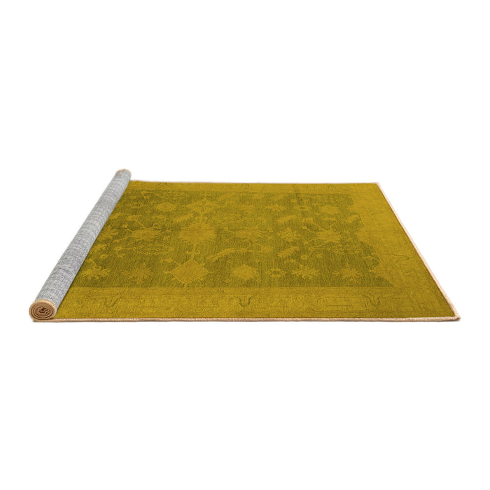 Sideview of Machine Washable Oriental Yellow Industrial Rug, wshurb2110yw