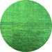 Round Oriental Green Industrial Rug, urb2111grn