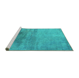 Sideview of Machine Washable Oriental Turquoise Industrial Area Rugs, wshurb2111turq