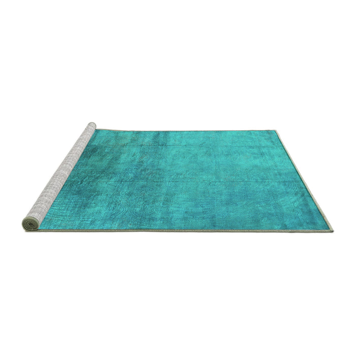Sideview of Machine Washable Oriental Turquoise Industrial Area Rugs, wshurb2111turq