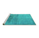Sideview of Machine Washable Oriental Turquoise Industrial Area Rugs, wshurb2111turq