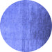 Round Machine Washable Oriental Blue Industrial Rug, wshurb2111blu