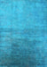 Machine Washable Oriental Light Blue Industrial Rug, wshurb2111lblu