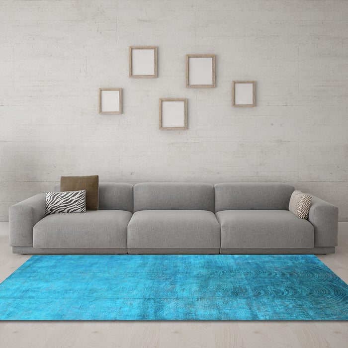 Machine Washable Oriental Light Blue Industrial Rug in a Living Room, wshurb2111lblu
