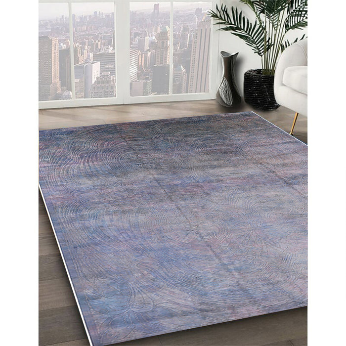 Mid-Century Modern Blue Gray Oriental Rug in Family Room, urb2111