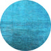 Round Oriental Light Blue Industrial Rug, urb2111lblu