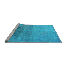 Sideview of Machine Washable Oriental Light Blue Industrial Rug, wshurb2111lblu